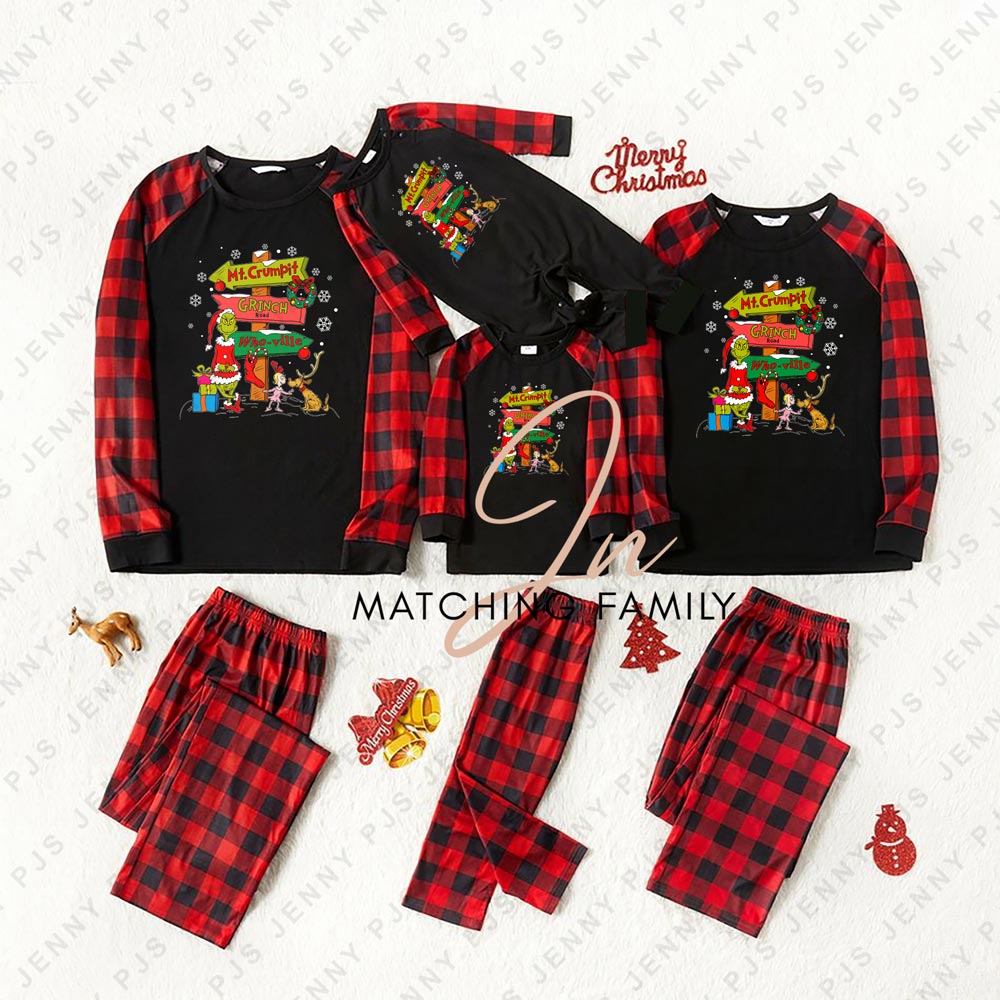 Best Grinch Christmas Pajamas Matching Black And Red Long Sleeve Family  Outfits - Matching Family Pajamas By Jenny