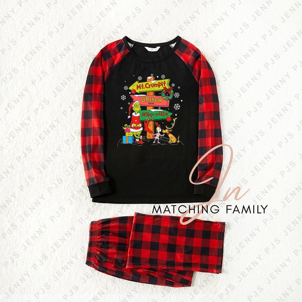 Best Grinch Christmas Pajamas Matching Black And Red Long Sleeve Family  Outfits - Matching Family Pajamas By Jenny
